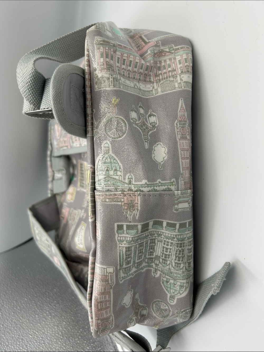 Harrods London Landmarks Backpack in Grey & Pastel Pink - Picture 5 of 8